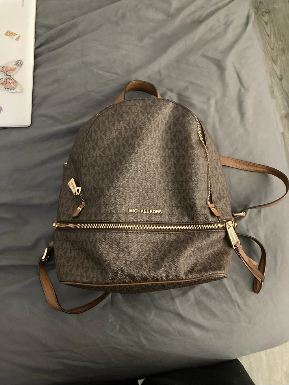 Michael Kors Brown/Tan Monogram Backpack